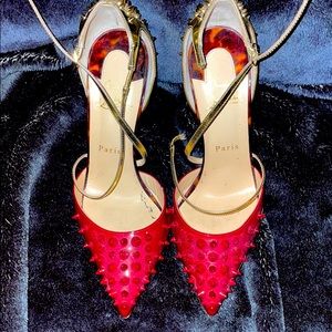 Christian Louboutin Goldocross Spike Carmin -38
